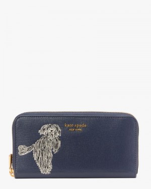 Kate Spade Shaggy Embossed Zip-around Continental Wallet Blue Multicolor | 7986054-AI