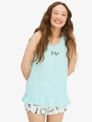 Kate Spade Something Borrowed Short PJ Set Novel Print | 2931604-IX