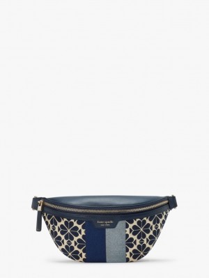Kate Spade Spade Flower Jacquard Stripe Medium Belt Bag Blue Multicolor | 3085124-NE