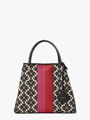 Kate Spade Spade Flower Jacquard Stripe Everything Medium Tote Cream Multicolor | 8369152-JY