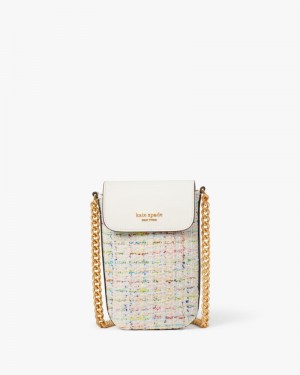 Kate Spade Steffie Tweed North South Phone Crossbody Cream Multicolor | 7418563-AU
