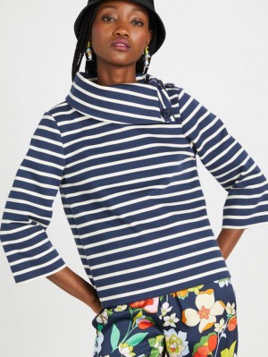 Kate Spade Stripe Ponte Top Blue / Cream | 7042583-HP