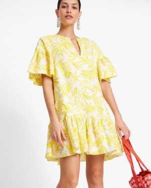Kate Spade Tropical Foliage Embellished Tunic Yellow / Cream | 9810367-CU