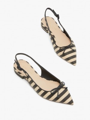 Kate Spade Veronica Raffia Slingback Flats Black / Brown | 4108596-PF