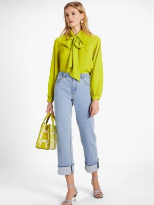 Kate Spade Wide-leg Cuffed Denim Pants Light Indigo | 1740526-EM