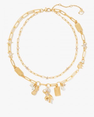 Kate Spade Winter Carnival Statement Charm Necklace Gold | 1234987-FZ