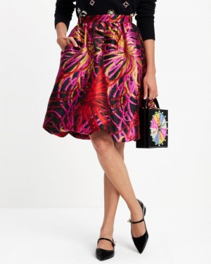 Kate Spade Winter Chrysanthemum Bubble Skirt Black Multicolor | 4265387-BZ
