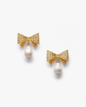 Kate Spade Wrapped In A Bow Drop Earrings Cream Multicolor / Gold | 7256913-TF