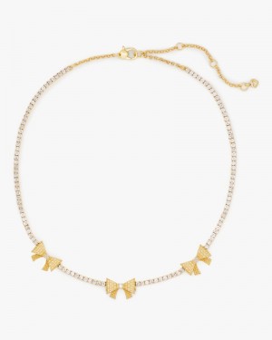 Kate Spade Wrapped In A Bow Tennis Necklace Gold | 9048375-JD