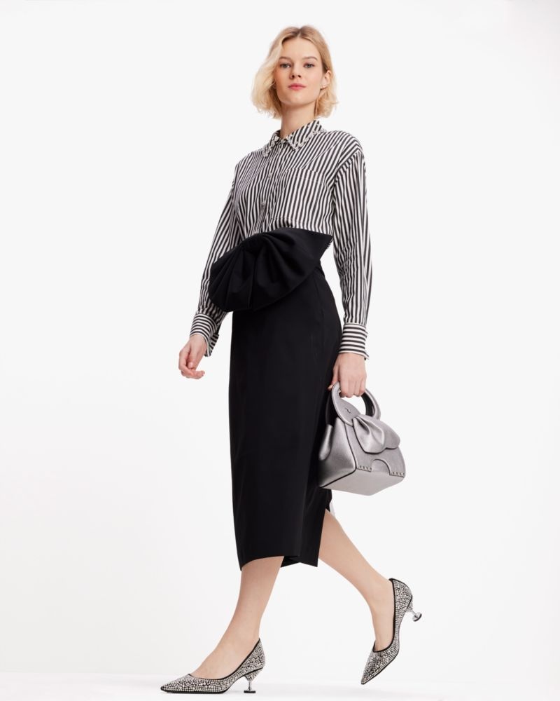 Kate Spade Acrobat Stripe Embellished Shirt Black / Cream | 0537918-WT