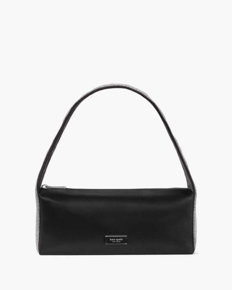 Kate Spade Afterparty Crystal Embellished Satin Shoulder Bag Black Multicolor | 3241976-RI