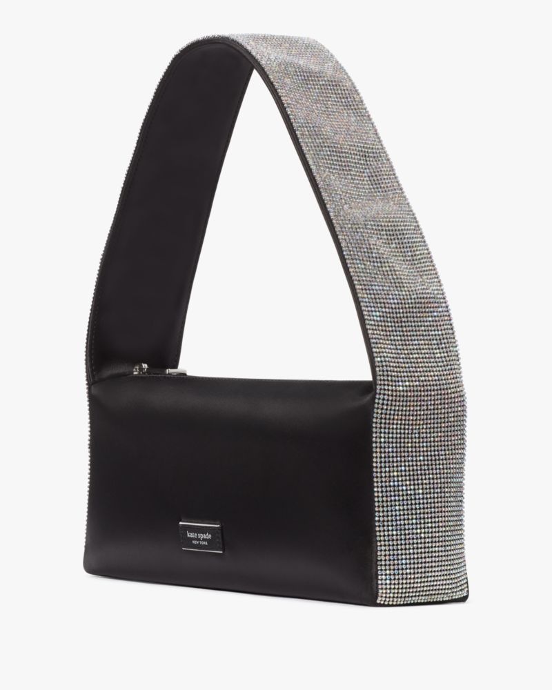 Kate Spade Afterparty Crystal Embellished Satin Shoulder Bag Black Multicolor | 3241976-RI
