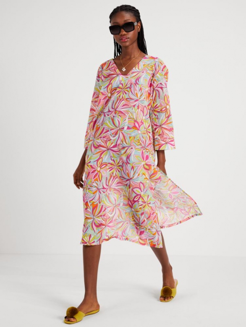 Kate Spade Anemone Floral Cover-up Caftan Pink | 7369052-QA