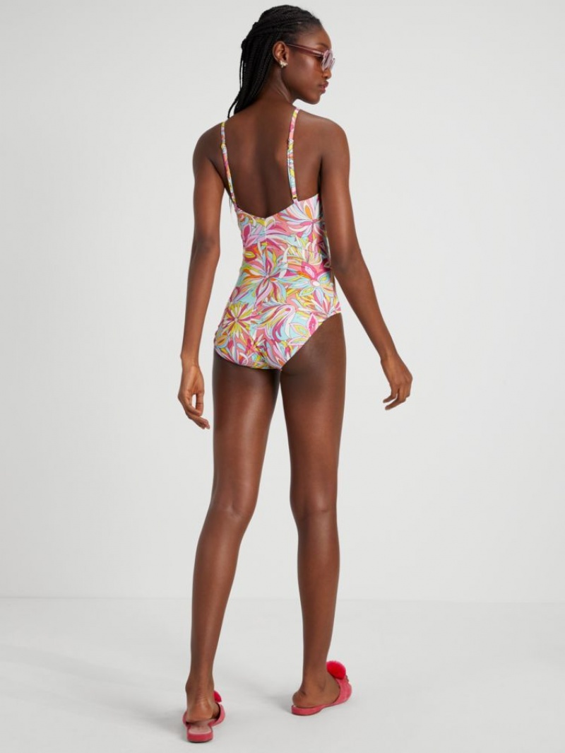 Kate Spade Anemone Floral Halter One-piece Pink Multicolor | 5241708-PT