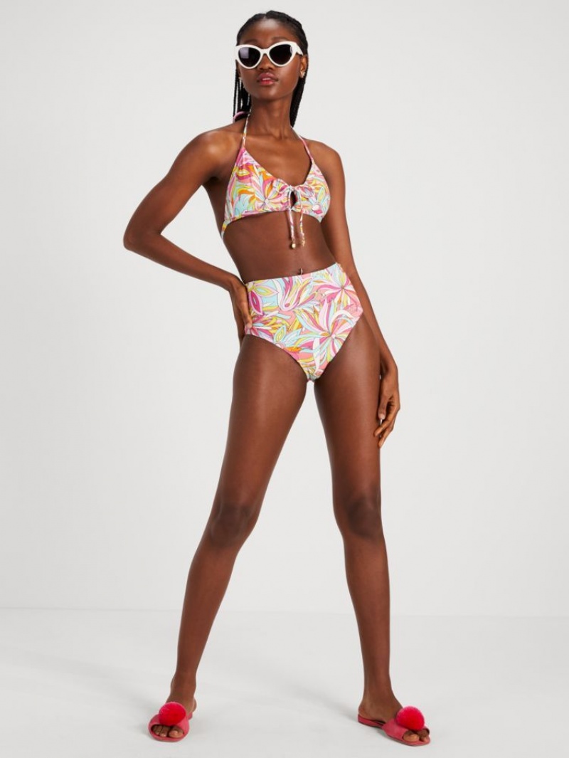 Kate Spade Anemone Floral High-waist Bikini Bottom Pink | 0132468-UJ