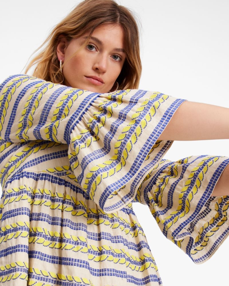 Kate Spade Awning Stripe Embroidered Tunic Beige | 1863029-FH