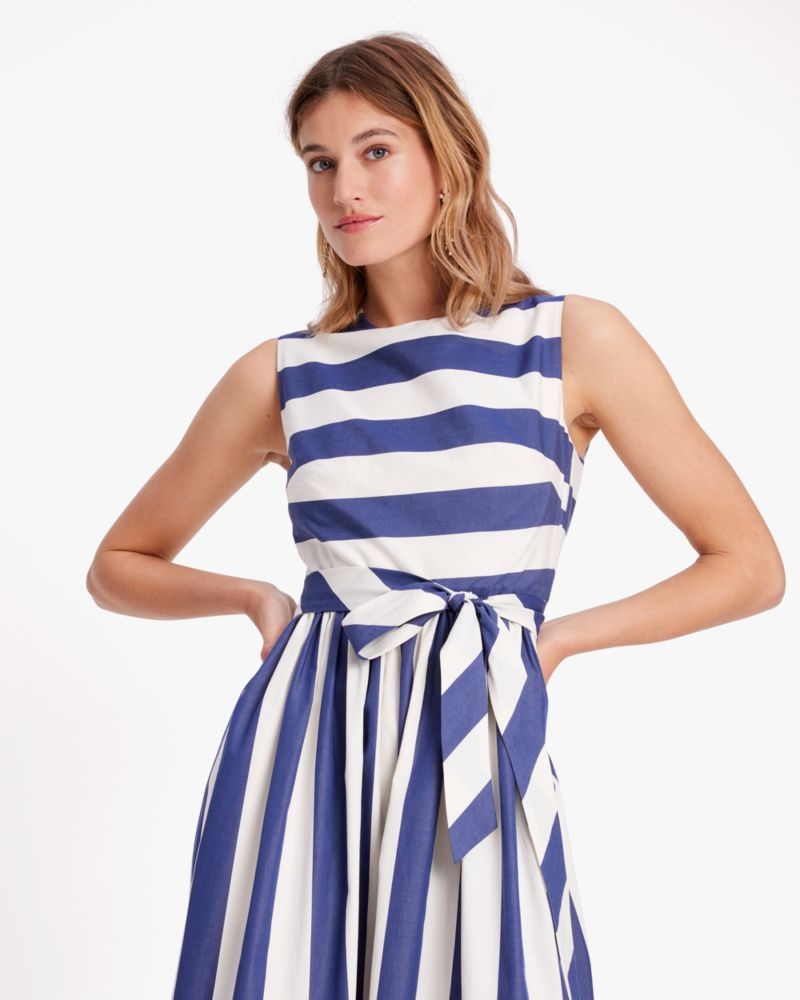 Kate Spade Awning Stripe Tie-waist Dress Cream / Navy | 9842360-HV