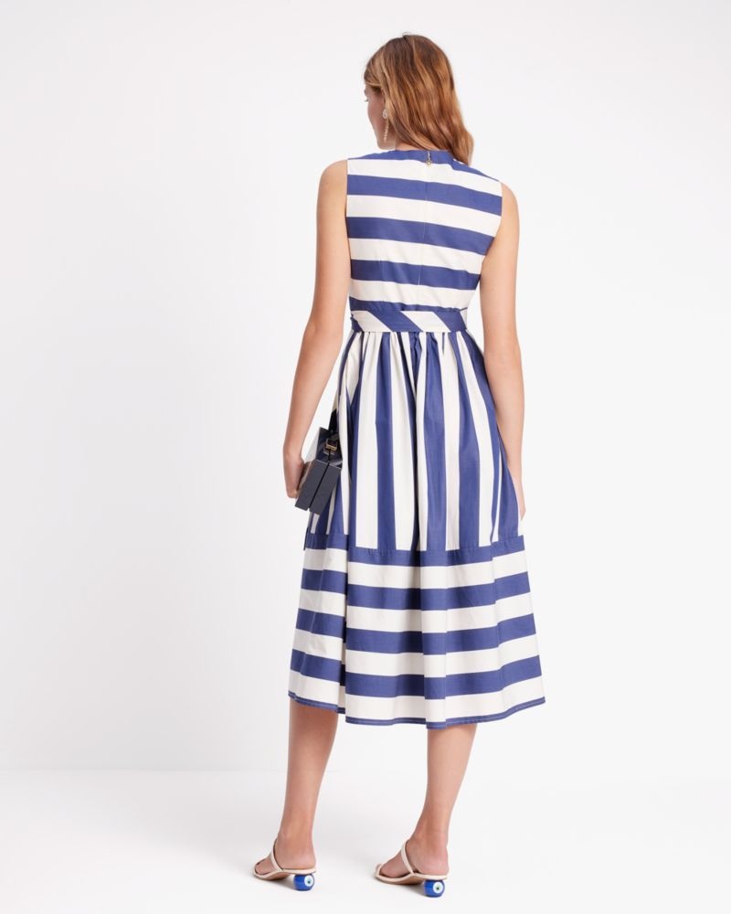 Kate Spade Awning Stripe Tie-waist Dress Cream / Navy | 9842360-HV