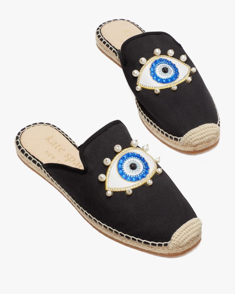 Kate Spade Azura Evil Eye Espadrille Mules Black | 3289641-ND