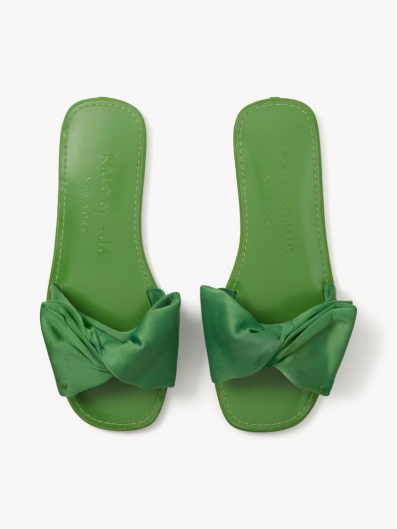 Kate Spade Bikini Bow Slide Sandals Green | 7918025-MN