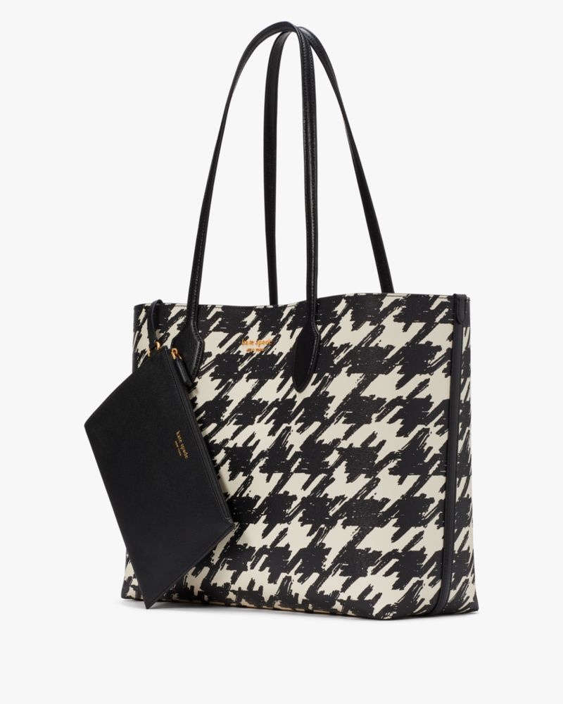 Kate Spade Bleecker Painterly Houndstooth Large Tote Black Multicolor | 7560231-MZ