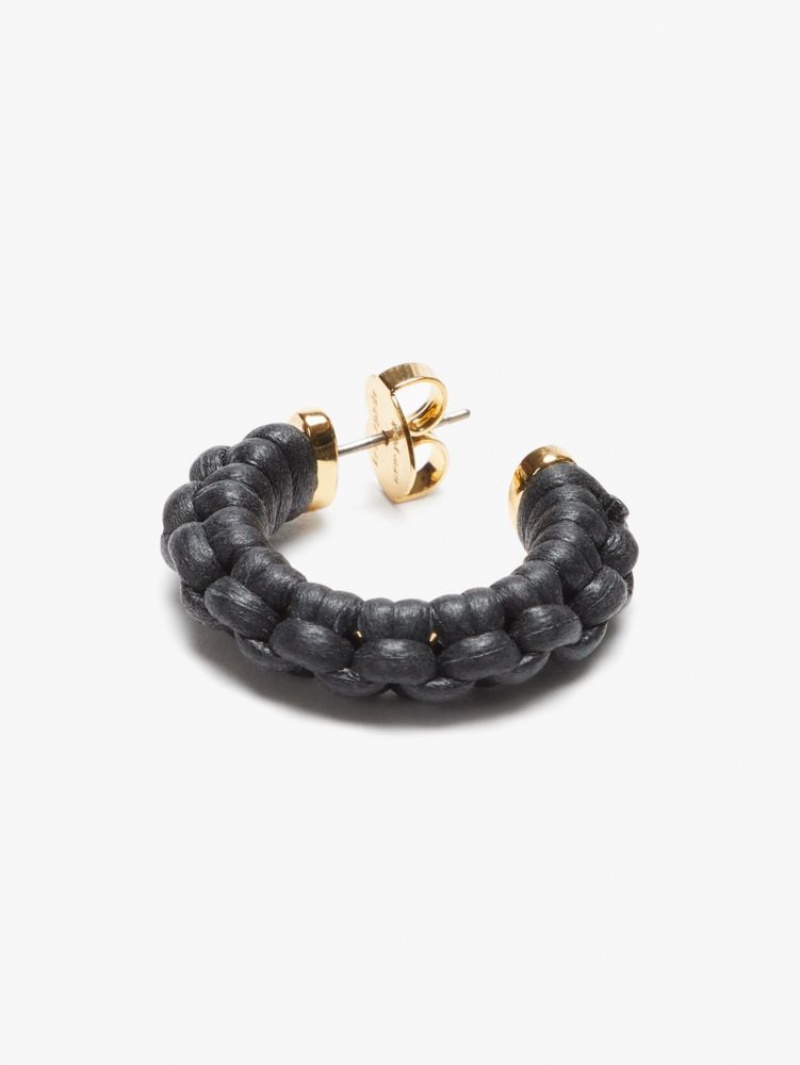 Kate Spade Bohemia Leather Small Hoops Black | 1263794-UL