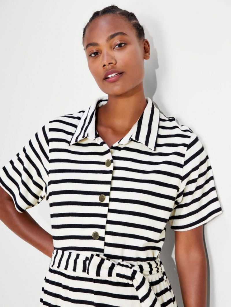 Kate Spade Breton Stripe Cover-up Romper Black | 9168375-IV