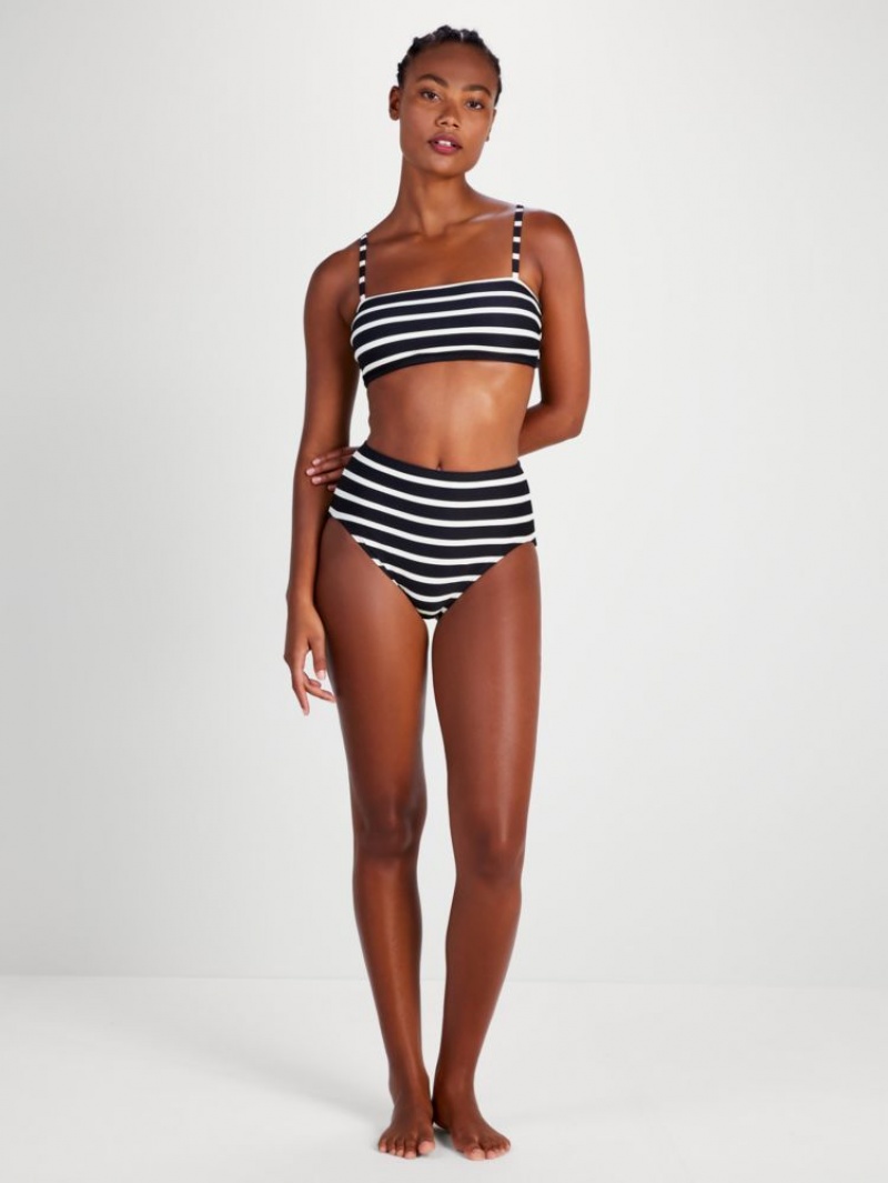 Kate Spade Breton Stripe Square Neck Top Black | 6349725-KN