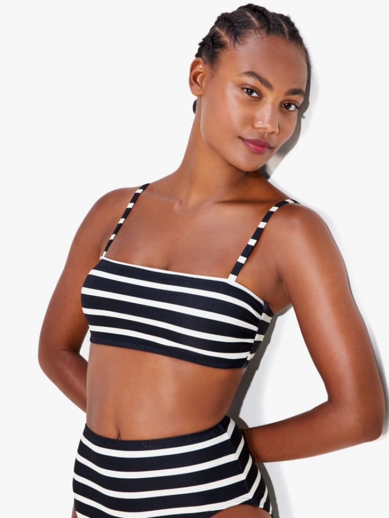Kate Spade Breton Stripe Square Neck Top Black | 6349725-KN