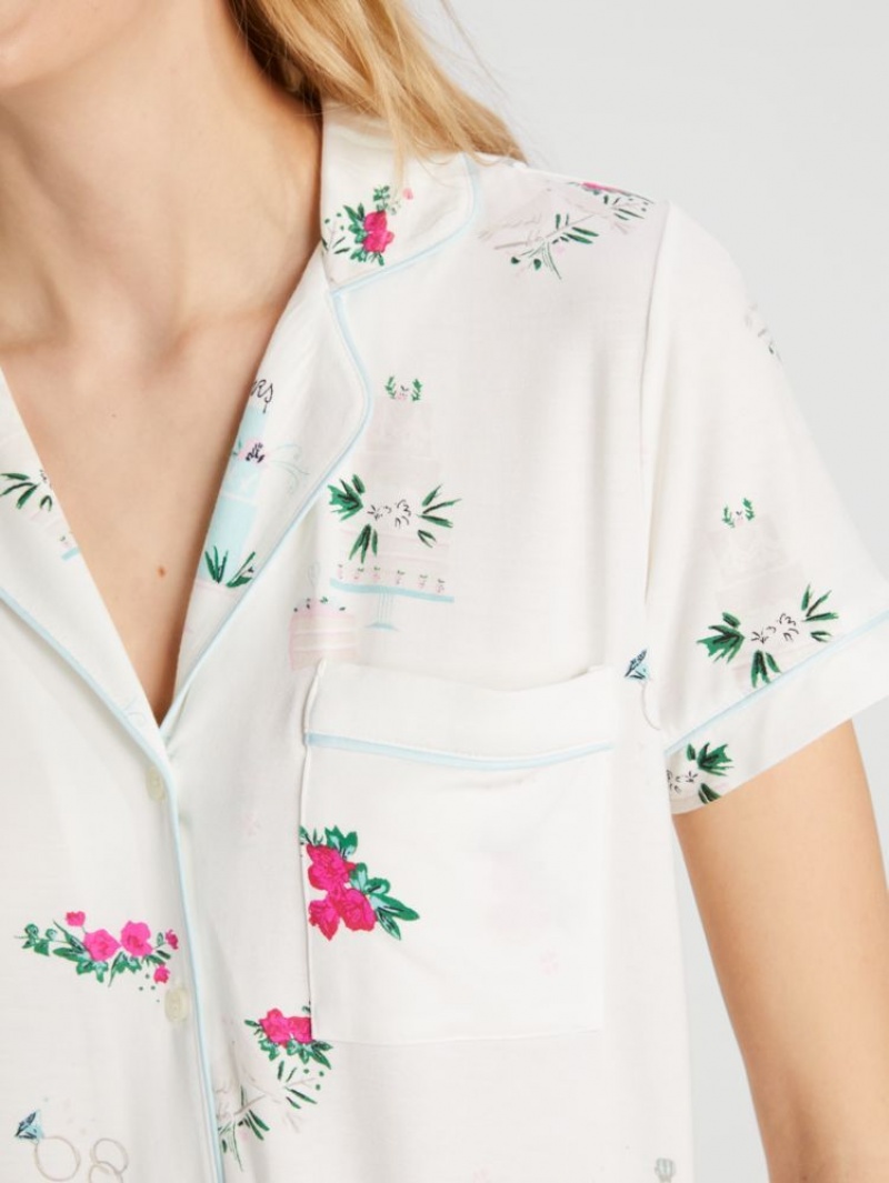 Kate Spade Bridal Short PJ Set Celebration Print | 7859130-ZC