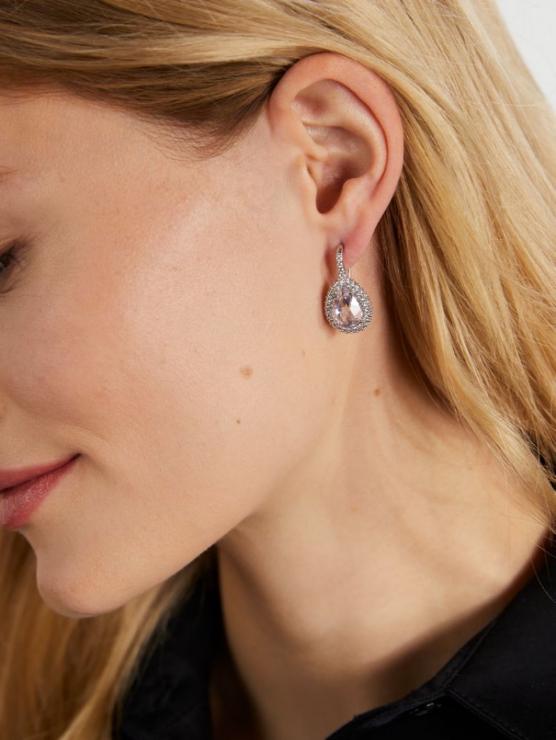 Kate Spade Brilliant Statements Pave Halo Drop Earrings Silver | 9850423-XC