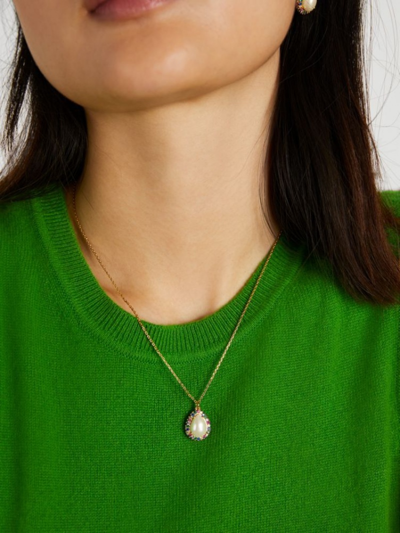 Kate Spade Brilliant Statements Pave Halo Mini Pendant Cream Multicolor | 5701283-PB