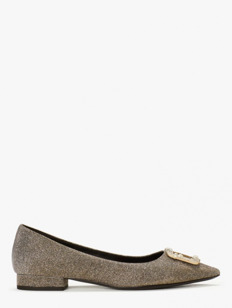 Kate Spade Buckle Up Flats Black Gold Silver | 3715024-RI