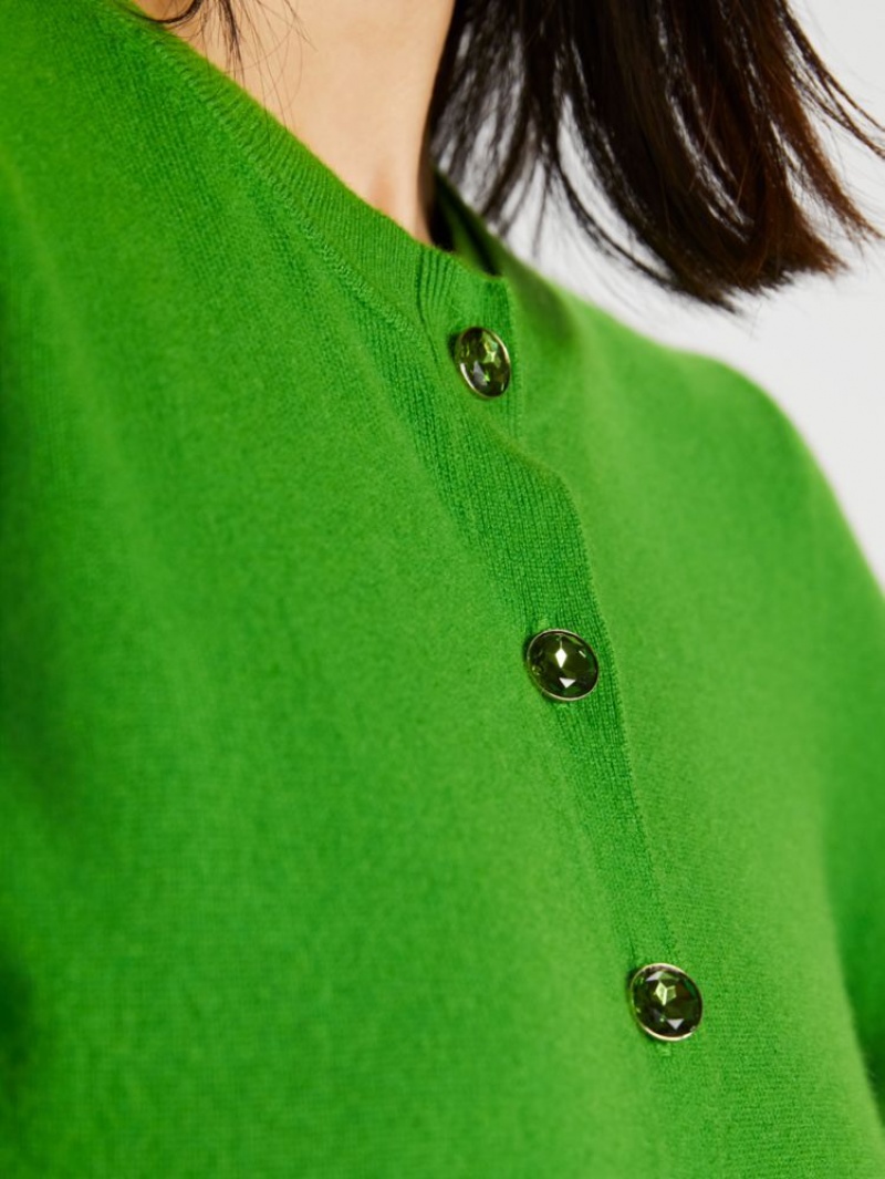 Kate Spade Cashmere Crewneck Cardigan Green | 0913785-TD