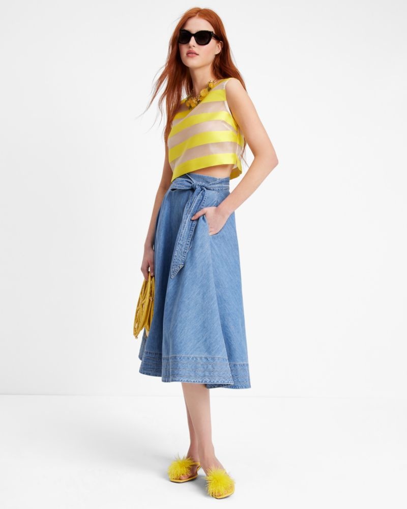 Kate Spade Chambray Midi Skirt Turquoise Blue | 2635478-VC