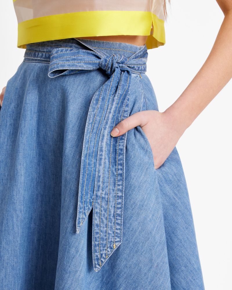 Kate Spade Chambray Midi Skirt Turquoise Blue | 2635478-VC