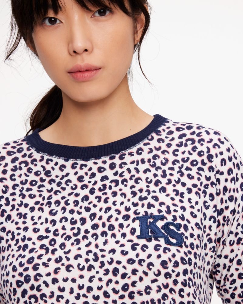 Kate Spade Crewneck PJ Set Leopard | 0312489-MI