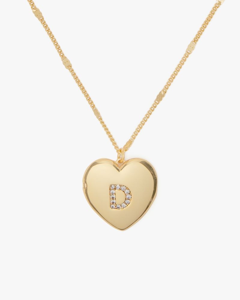 Kate Spade D Heart Letter Locket Necklace Gold | 0623974-VN