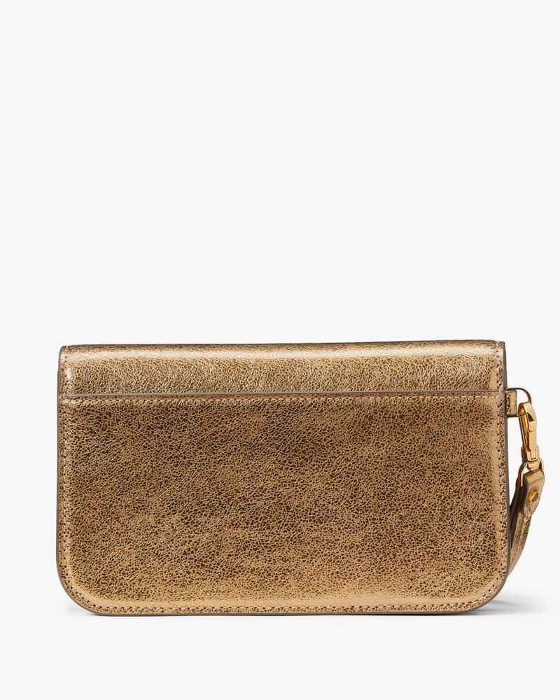 Kate Spade Dakota Crinkle Metallic Flap Wristlet Gold | 7690138-XS