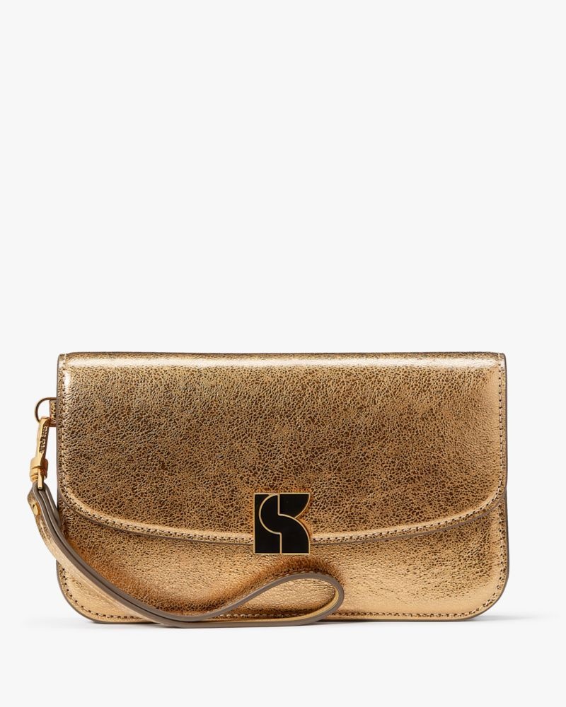 Kate Spade Dakota Crinkle Metallic Flap Wristlet Gold | 7690138-XS