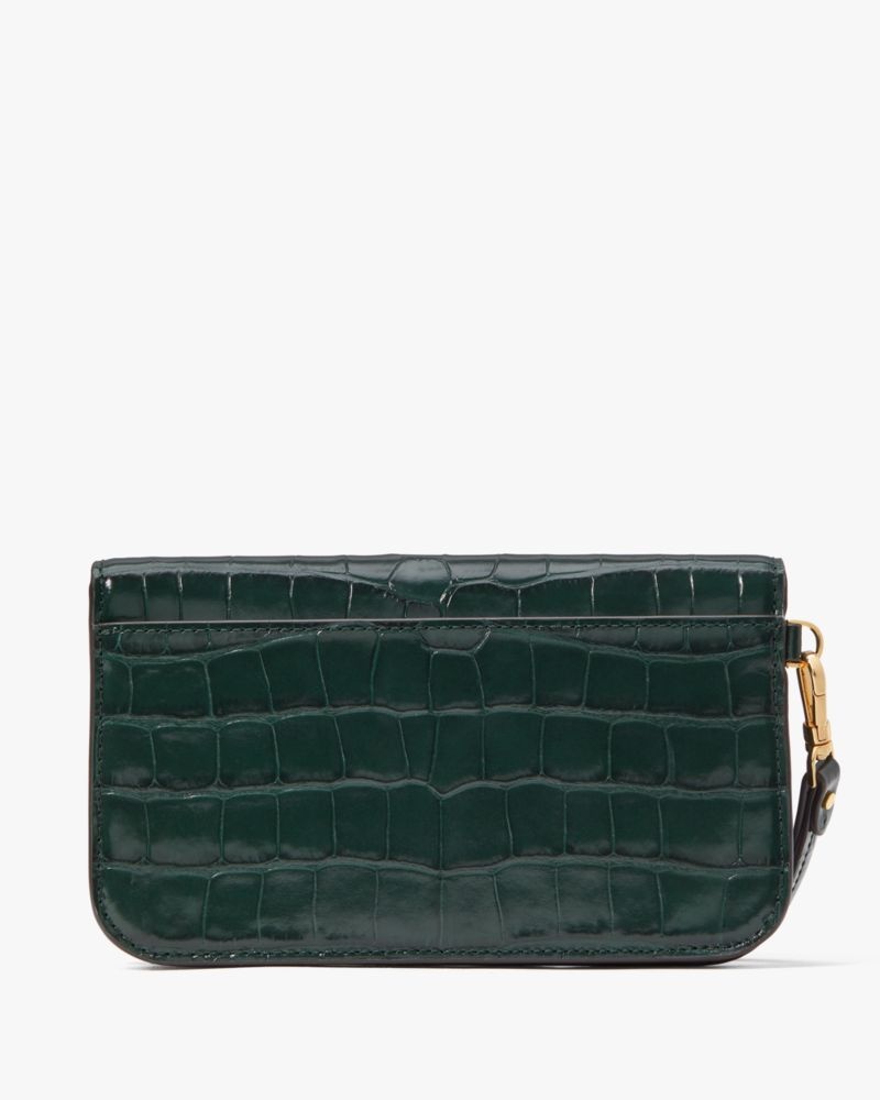 Kate Spade Dakota Croc-embossed Flap Wristlet Rock Garden | 3120695-EB