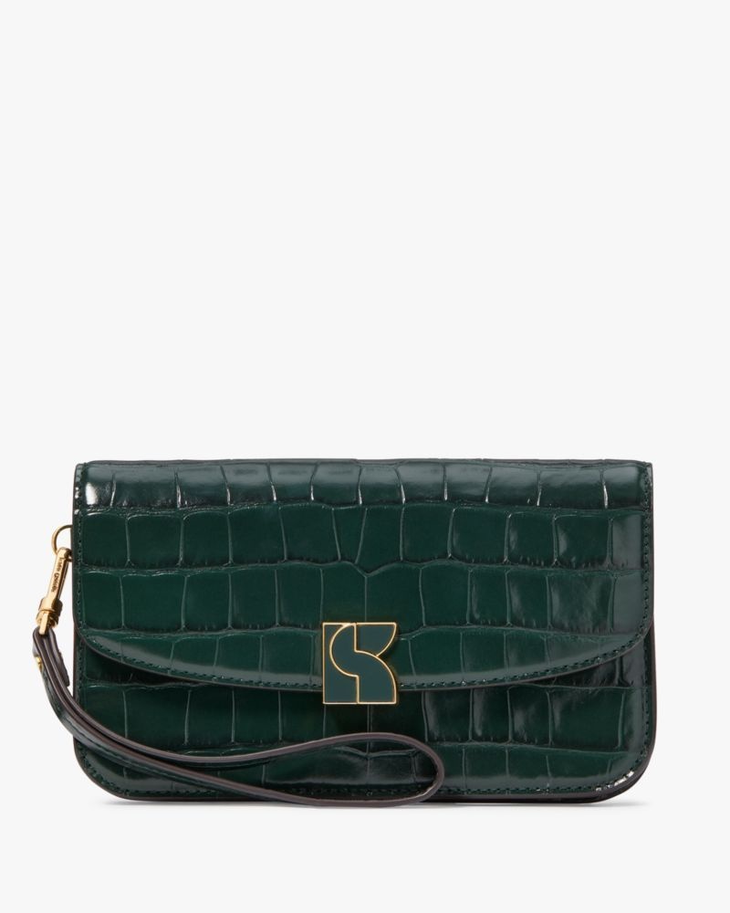 Kate Spade Dakota Croc-embossed Flap Wristlet Rock Garden | 3120695-EB