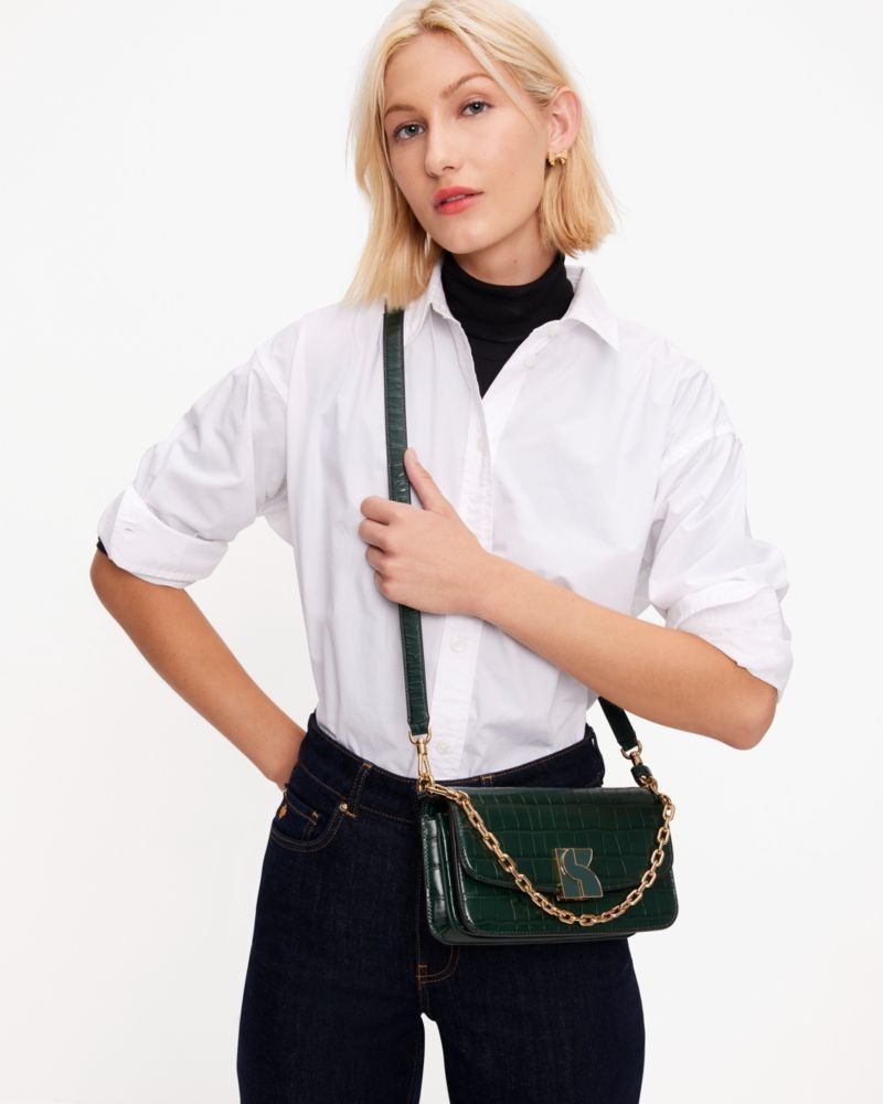 Kate Spade Dakota Croc-embossed Small Crossbody Rock Garden | 6093472-XV