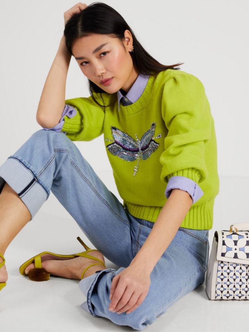 Kate Spade Dragonfly Embellished Sweater Light Green | 1680245-DE