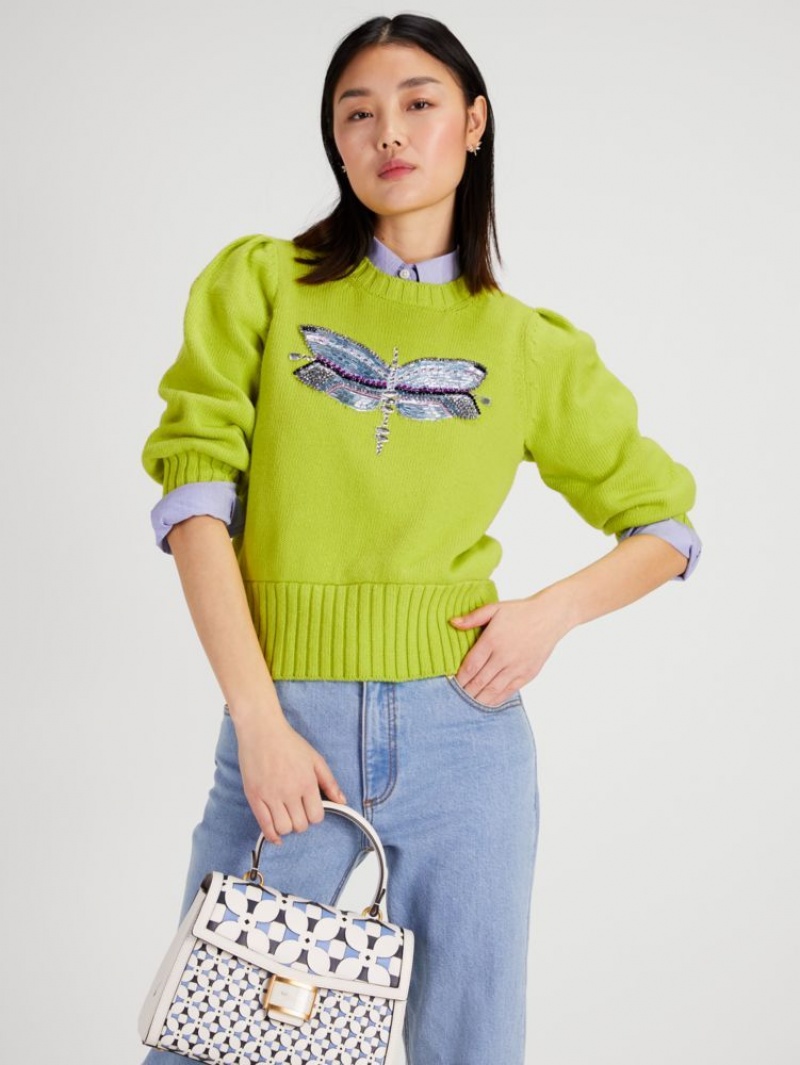 Kate Spade Dragonfly Embellished Sweater Light Green | 1680245-DE
