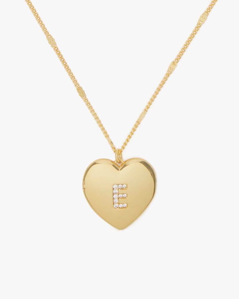 Kate Spade E Heart Letter Locket Necklace Gold | 4032917-QT
