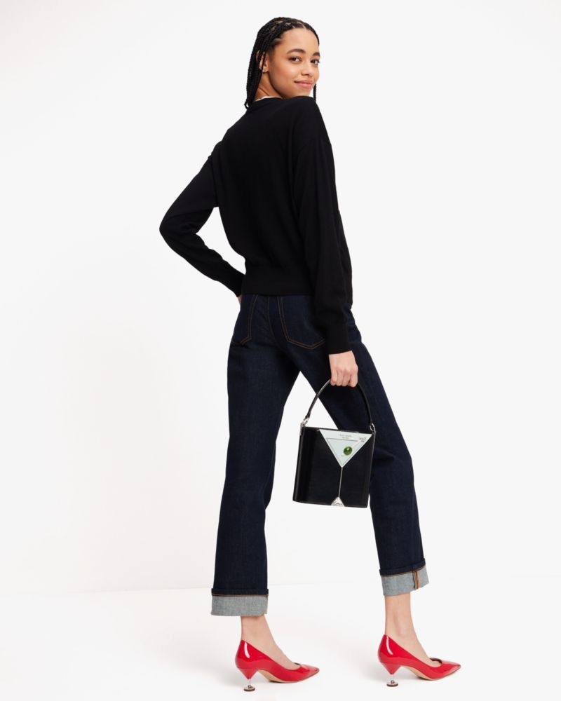 Kate Spade Embellished Martini Glass Sweater Black | 7853240-KR
