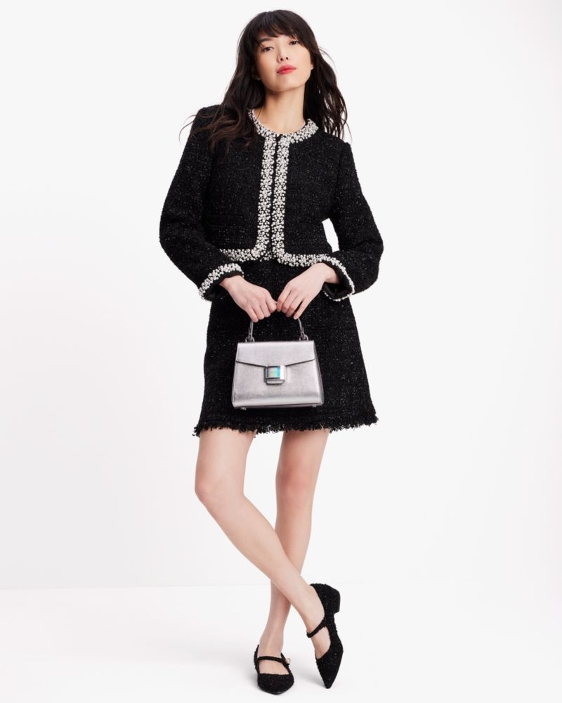 Kate Spade Embellished Tweed Jacket Black | 3457209-DZ