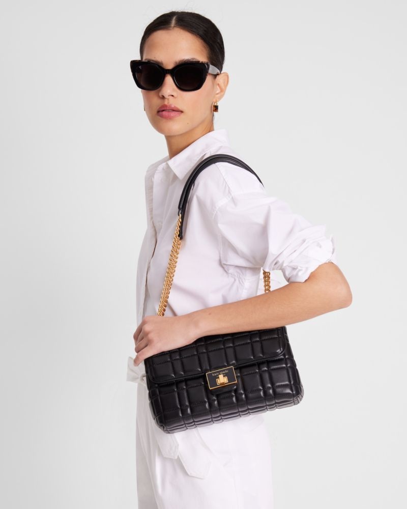 Kate Spade Evelyn Quilted Medium Convertible Shoulder Bag Black | 4236579-IC