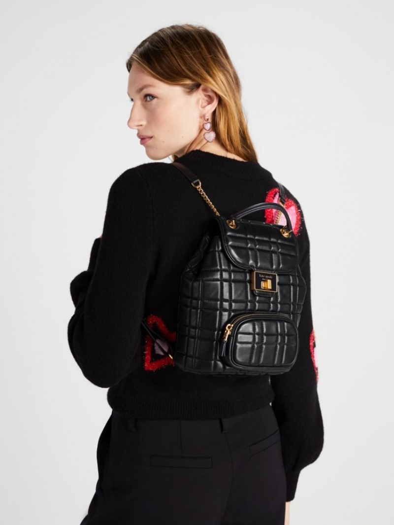Kate Spade Evelyn Quilted Small Backpack Black | 8459632-PW